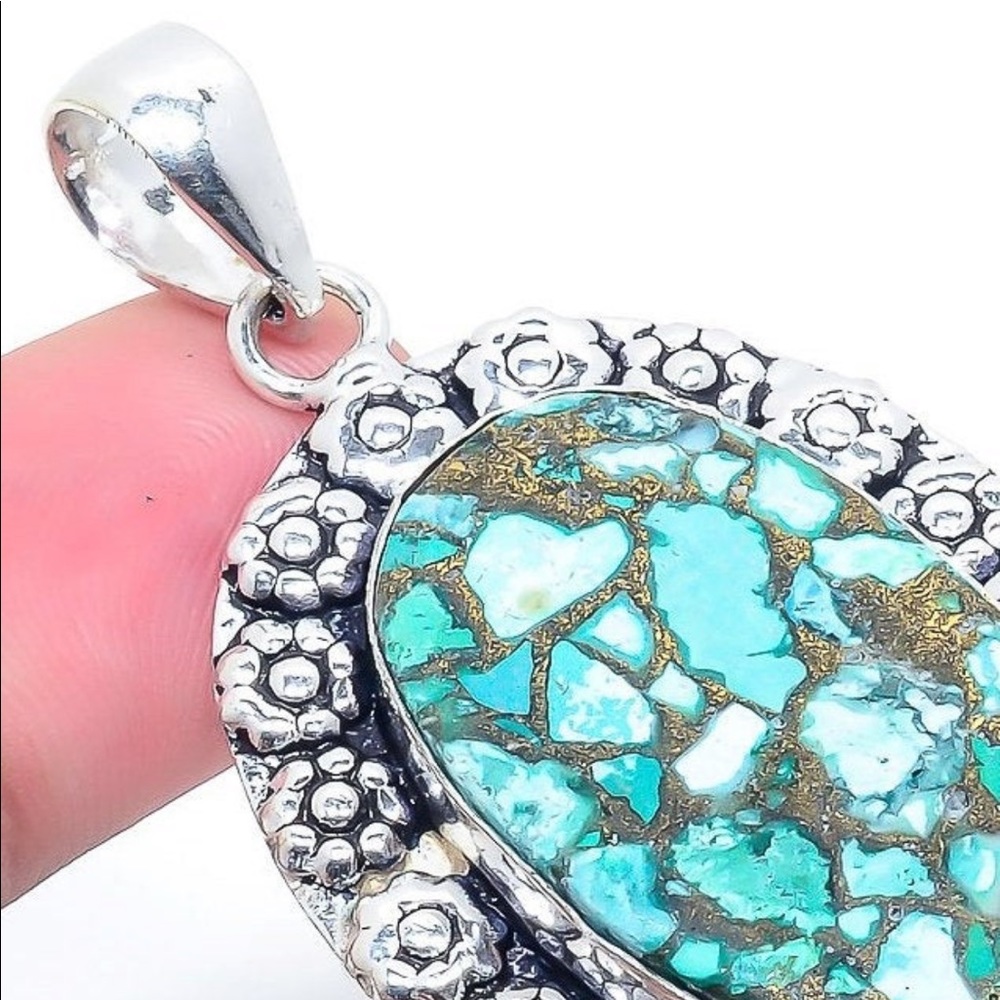 Cooper turquoise pendant - Picture 3 of 5